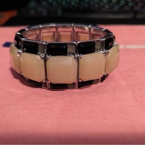 Chicos Stretchy Cream and Black Gems Bracelet